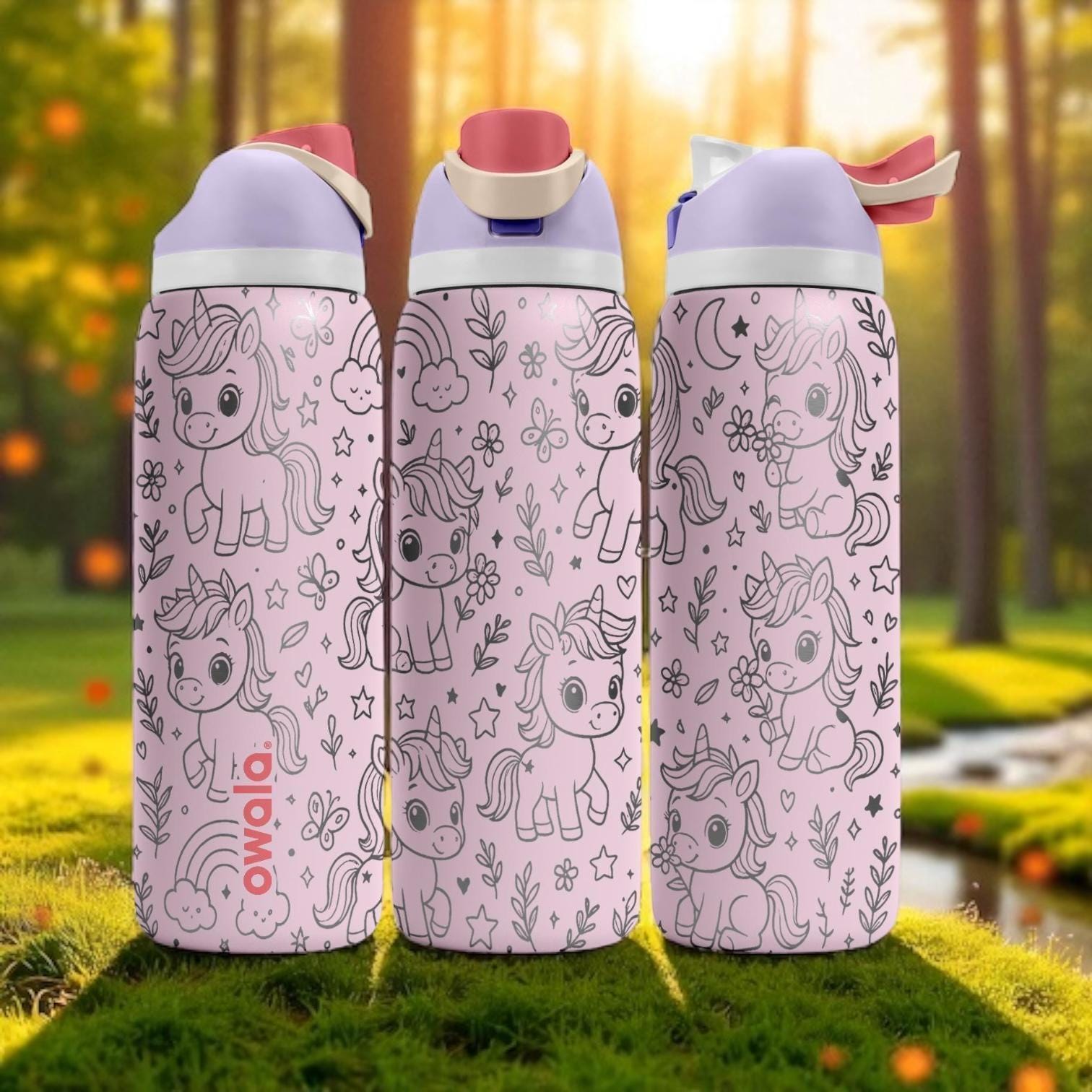 Bicchiere termico Piglet Owala - 473 ml, 710 ml, 950 ml, 1,2 litri - Bottiglia d'acqua con simpatico animale da fattoria - Regalo per amanti dei maial