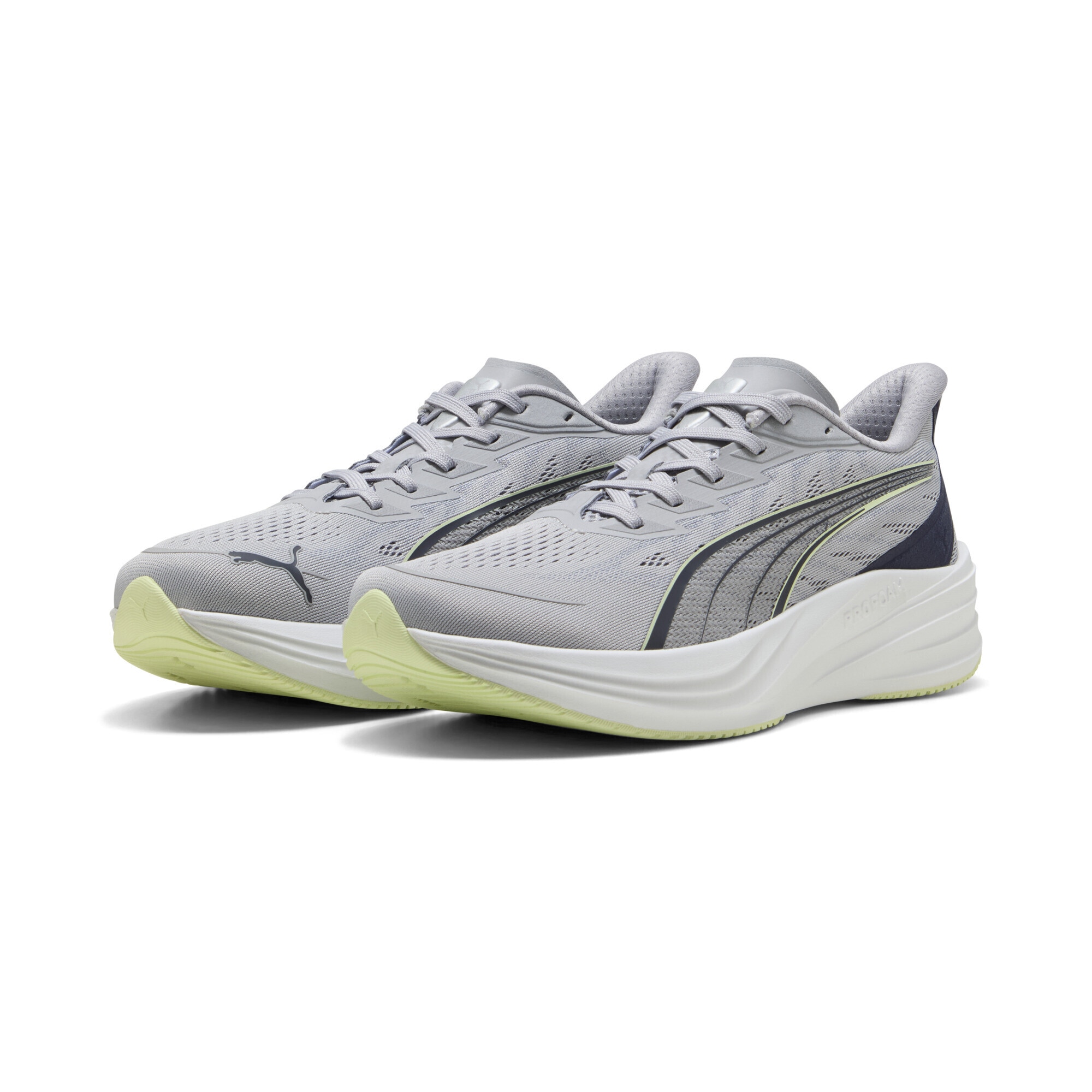 Trainingsschuh PUMA "Darter Pro 2 Laufschuhe Erwachsene", Gr. 38,5, vibrant silber deep plum apple spritz gray lila grün, Obermaterial: Synthetik, Textil; Futter: Textil; Innensohle: Textil; Laufsohle: Gummi, Schuhe