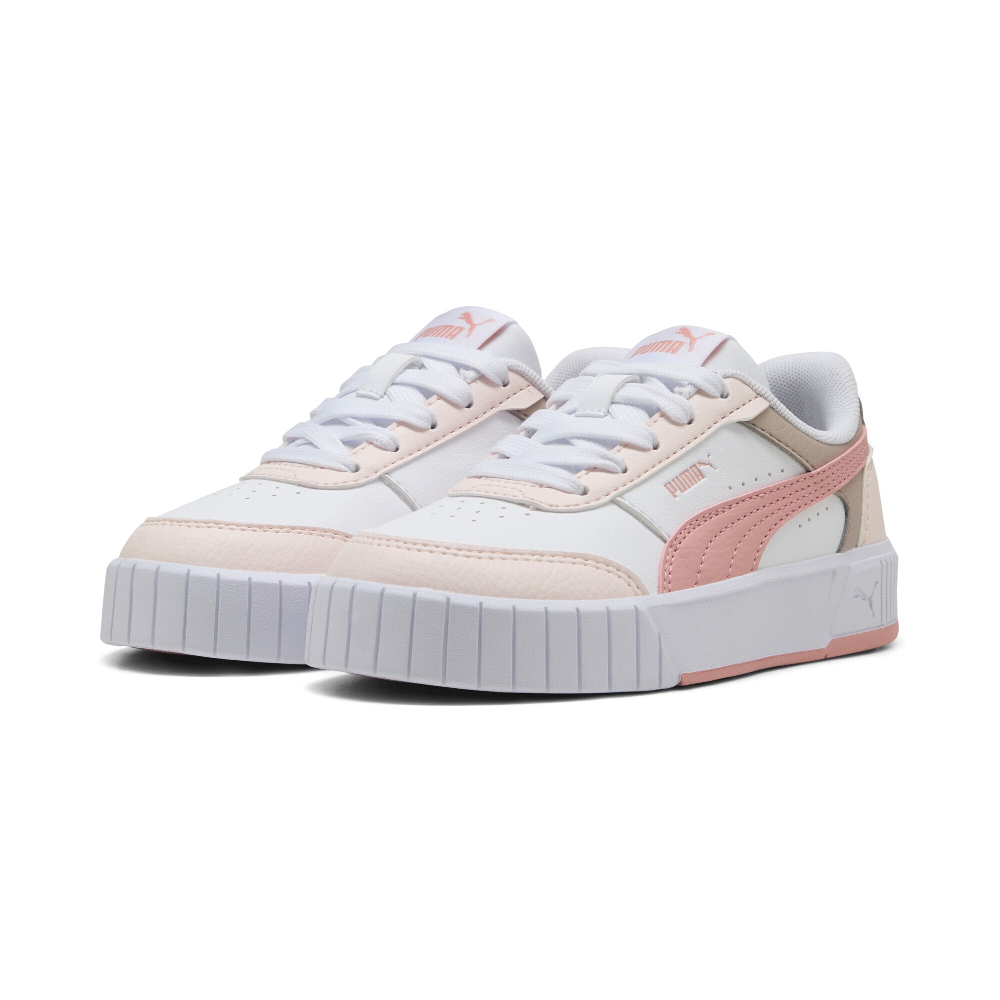Sneaker PUMA "Carina Mia Sneakers Mädchen", Damen, Gr. 34, weiß rosy outlook jasmine flower pink, Obermaterial: Textil, Synthetik; Futter: Textil; Innensohle: Textil; Laufsohle: Gummi, Schuhe Sneaker