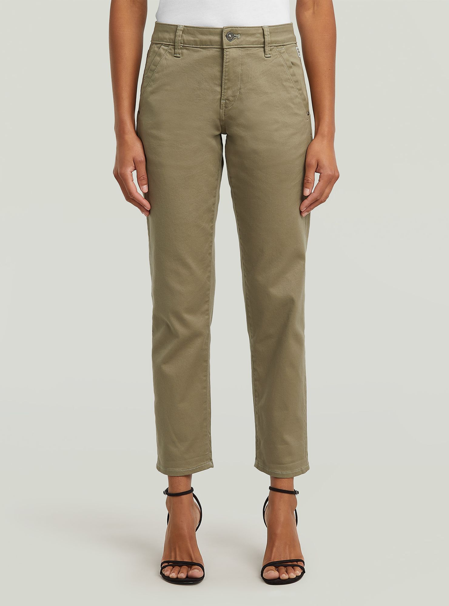 Chinohose G-STAR "Kate Boyfriend Hose", Damen, Gr. 29, Länge 36, ensis grün, Obermaterial: 50% Baumwolle, 47% Baumwolle, 3% Elasthan, Hosen Chinohose