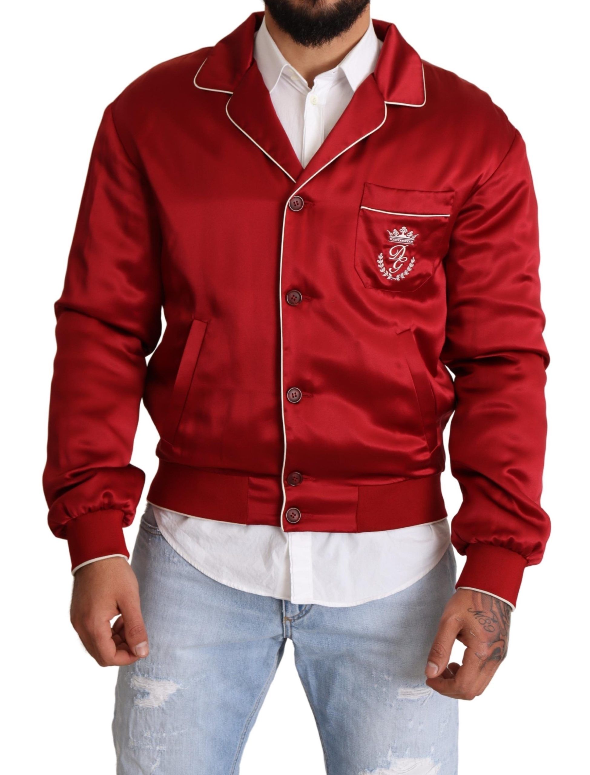 Rote Satin Bomberjacke Jkt2914 Image