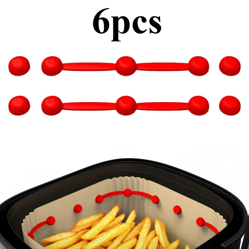 3/6 Stück Luftfritteusen-Magnet-Silikonschnalle – antihaftbeschichtet, hitzebeständig, verhindert Abdeckung der Heizung, ideal für Luftfritteusen-Zubehör Image
