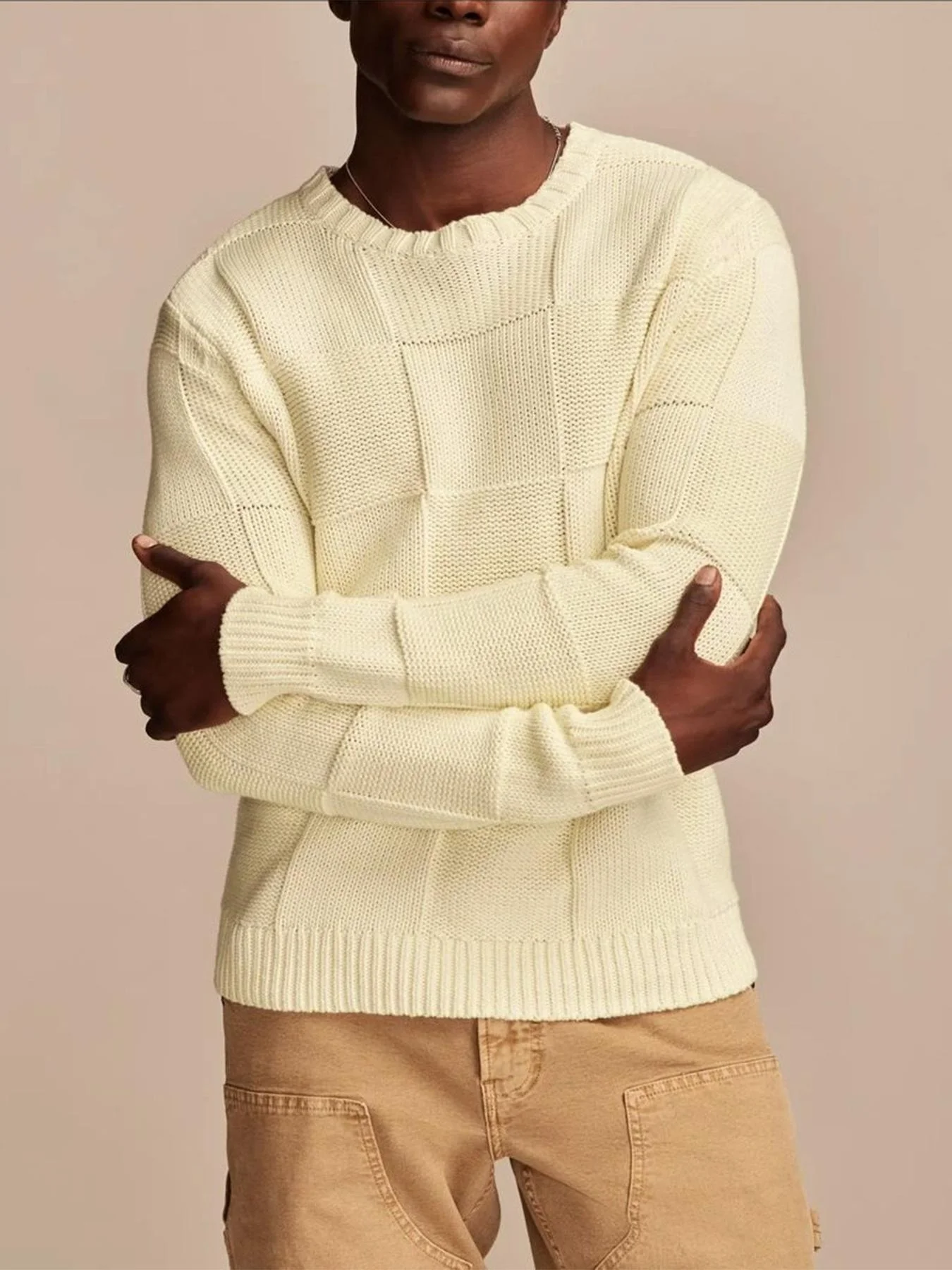 Mode Neue Männer Harajuku Gestrickte Pullover Hip Hop Streetwear Lose Plaid Pullover Übergroßen Casual Oansatz Männer Vintage Pullover