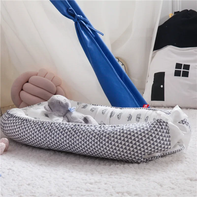 85*50 cm Baby Nest Bett mit Kissen Tragbare Krippe Reise Bett Infant Kleinkind Baumwolle Wiege für Neugeborene Baby bett Stubenwagen Stoßstange Image