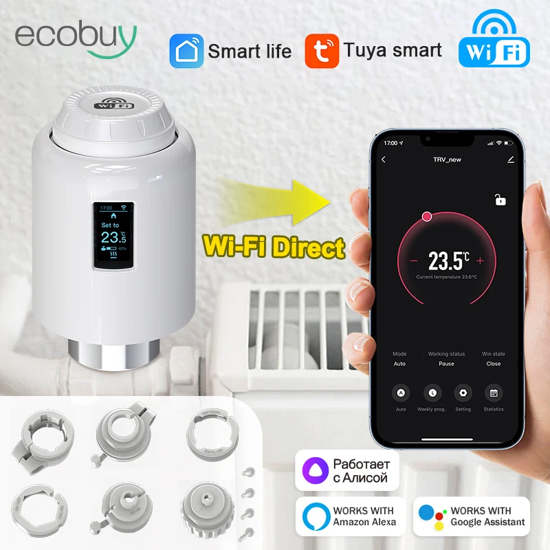 Tuya WiFi Thermostatventile Tuya Smart Heizkörper Ventil Thermostat Kopf Smart Home Thermostat Wifi Alexa Google Assistent Image