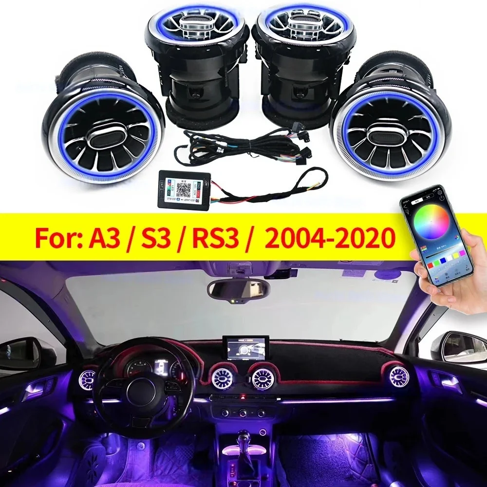 256 farben LED Air Vents Für Audi A3 S3 RS3 8V 8Y 8P 2004-2020 auto Dashboard Umgebungs Licht Klimaanlage Outlet Düse Refit Image