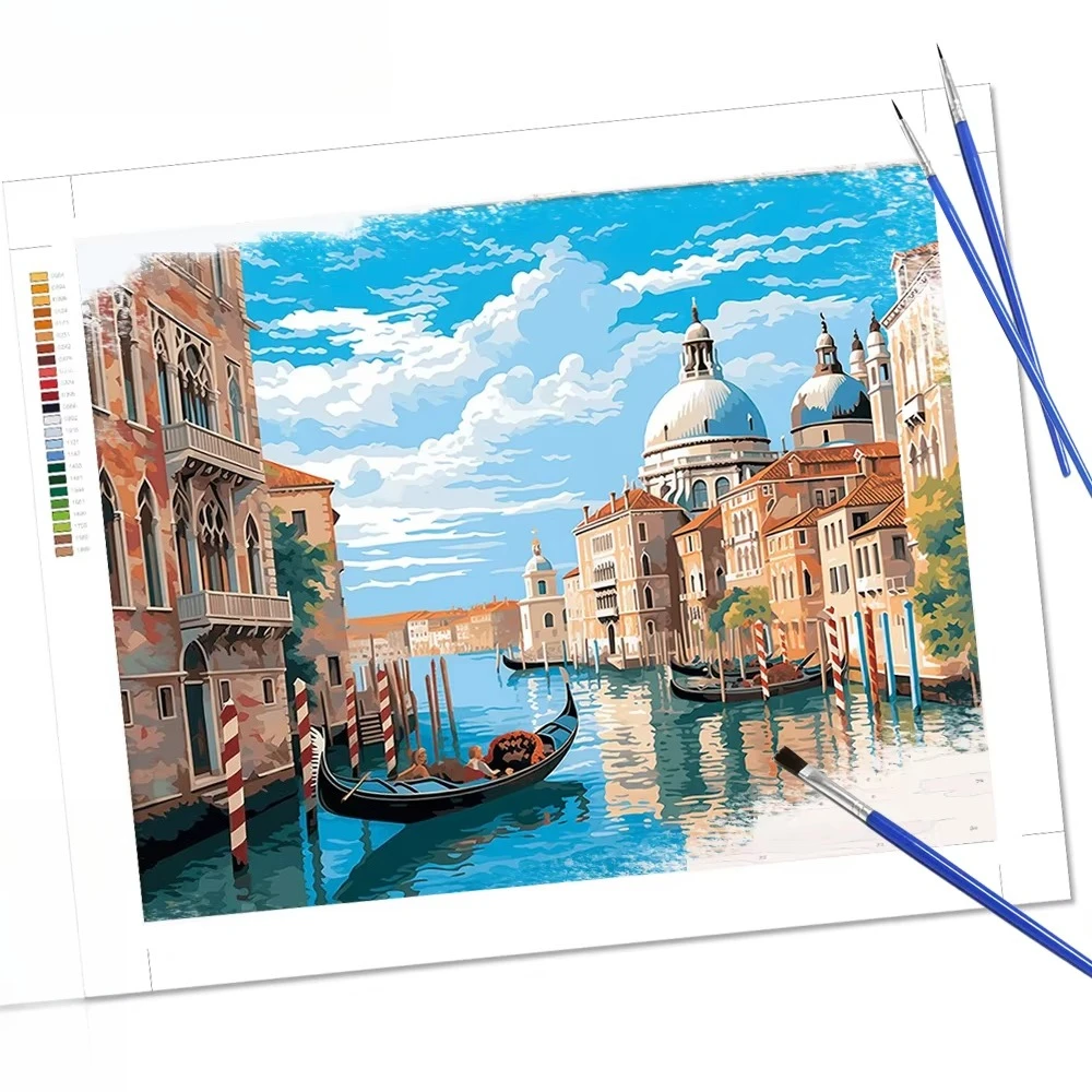 Diy Malen nach Zahlen Venedig Stadt Landschaft Haus Ölgemälde auf Kunst bunte Leinwand Meer Home Dekoration Geschenk
