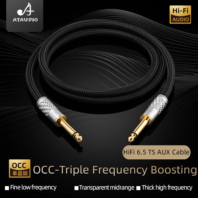 ATAUDIO OCC Core HiFi 6,35 mm Aux Gitarrenkabel vergoldet Mono 6,35 TS Stecker auf 6,35 TS Stecker Gitarrenverstärker Audiokabel Image