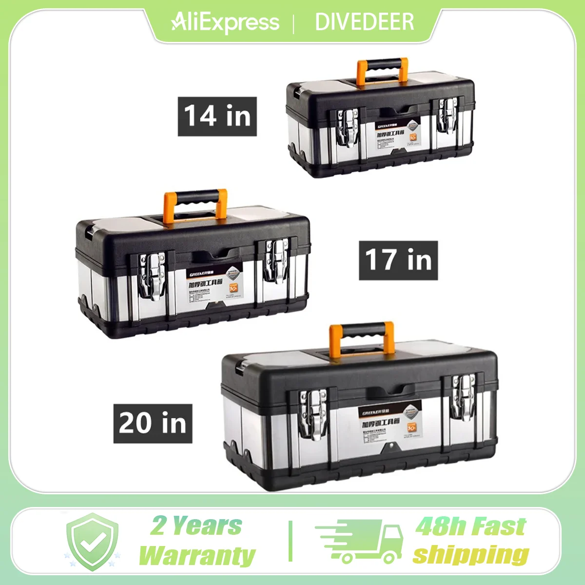 DIVEDEER 14/17/20 Zoll Werkzeugkasten in verschiedenen Größen, Dual-Werkzeug-Organizer mit Griff, multifunktionaler tragbarer Werkzeug-Organizer