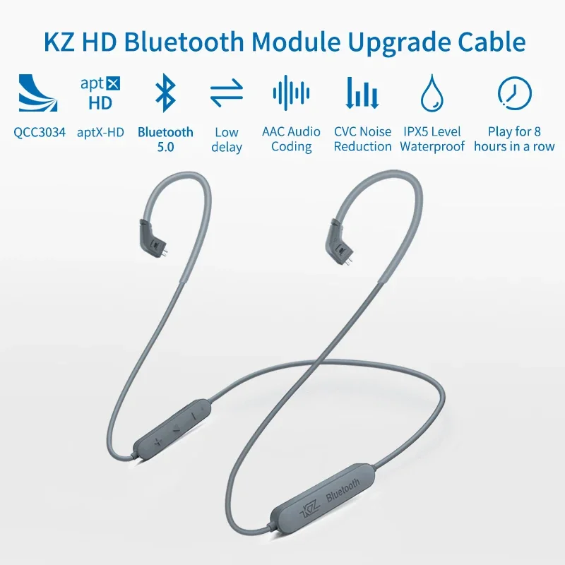 KZ Bluetooth 5.0 Aptx HD QCC3034 MMCX Kopfhörer Wireless Upgrade Kabel Gilt Headset Kabel Für KZ ZAX ZSX ZS10 PRO AS10 ZSTx Image