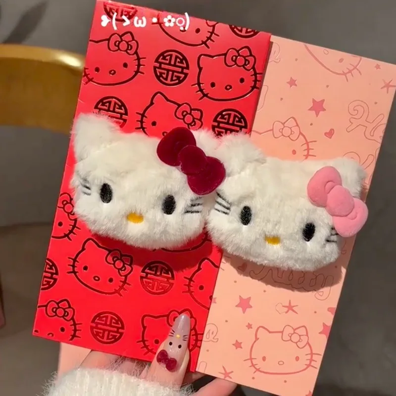 1/2/4 Stück Sanrio Hello Kitty Roter Umschlag Niedliche rote Plüschkatze Neujahrsgeschenk Frühlingsfest Verpackungsbeutel