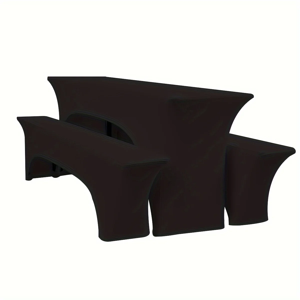 3 Stück Schwarze Biertischhussen Stretch-Biertisch- und Hockerhussen-Set 50 cm/70 cm x 220 cm Schwarz/Weiß