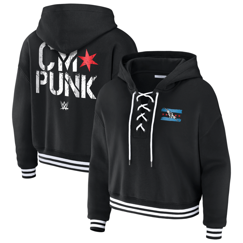 Schwarzer CM Punk Schnür-Hoodie von Women's WEAR by Erin Andrews Image