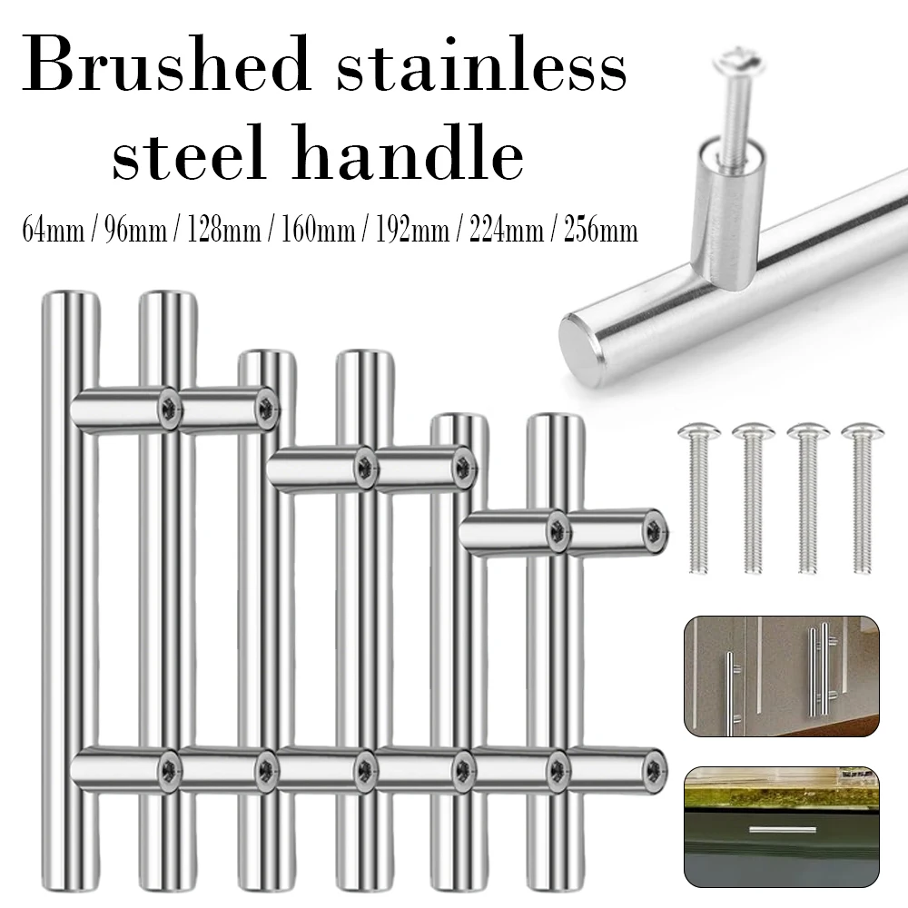 1–10 Stück Edelstahlgriffe für Schränke und Schubladen, Küchengriffe, Schrankgriffe, Schrank, Metallmöbelgriffe Image