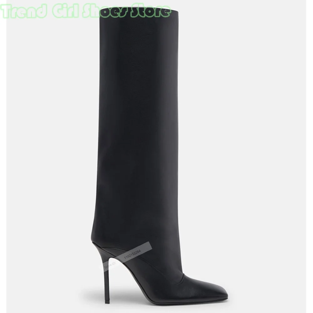 Neue Stil Hosen Stiefel Karree Feste Dünne High Heels Stiefel Gold Kniehohe Leder Frauen Sexy Schuhe Frühling Herbst Party Große