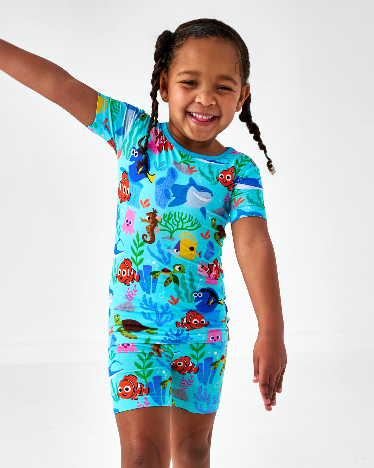 Pixar Nemo's Reef Two-Piece Short Sleeve & Shorts Pajama Set - 5 - 6