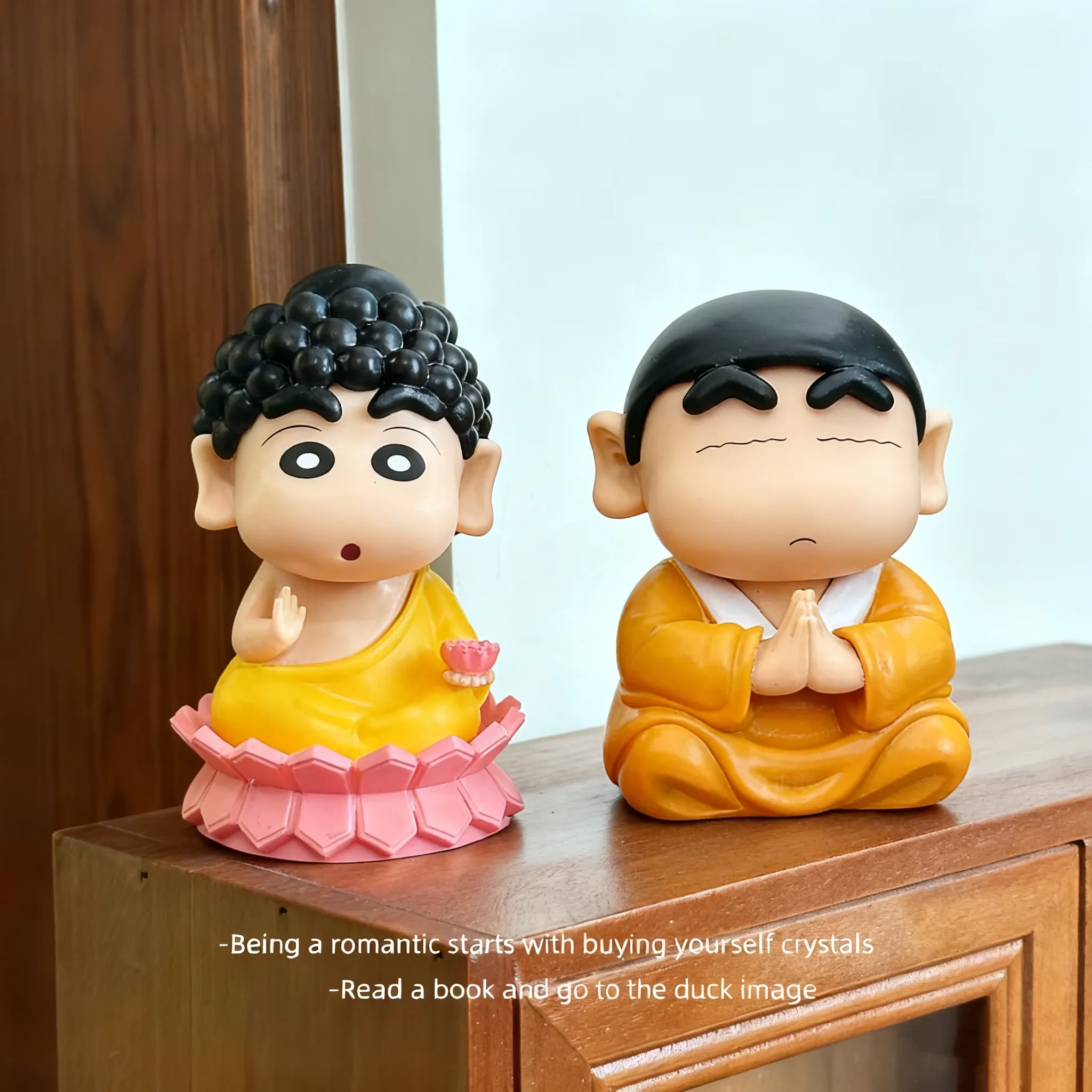 8/10 cm Crayon Shin Chan Cos Buddha Viel Glück Mitgefühl Action Figure Lustige Kawaii Puppe Hohe Qualität PVC Modell sammlung Spielzeug Image