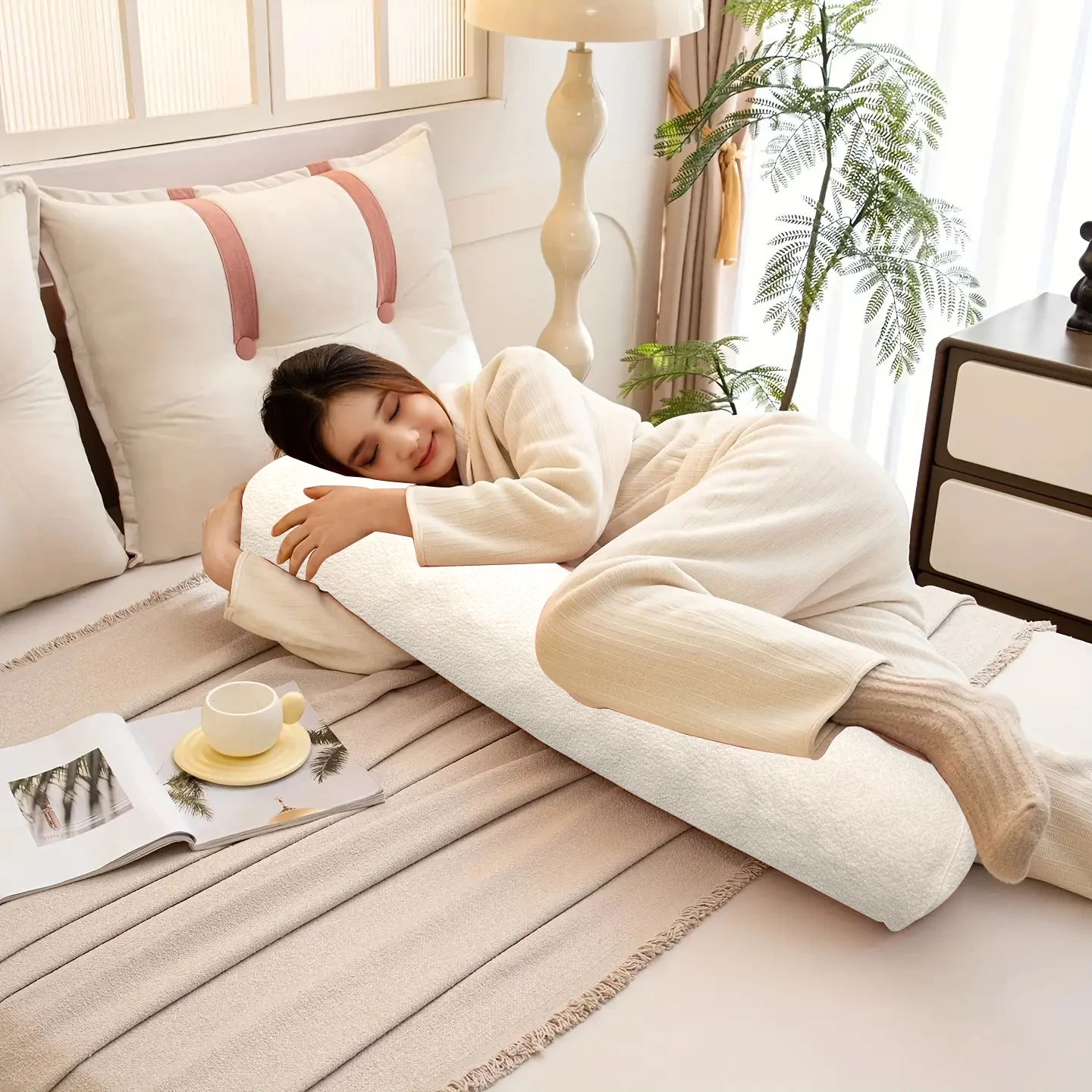 Umarmungskissen – Körperkissen aus Memory-Schaum – Flauschige Körperkissen für Erwachsene, große lange Bettkissen zum Schlafen, 47 x 7,8 Zoll Image