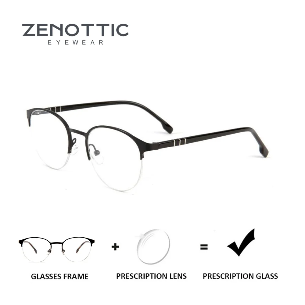 ZENOTTIC Metall Rechteck Brillen Männer Halb Rahmen Myopie Optische Gläser Mit Rezept Progressive Brillen Image