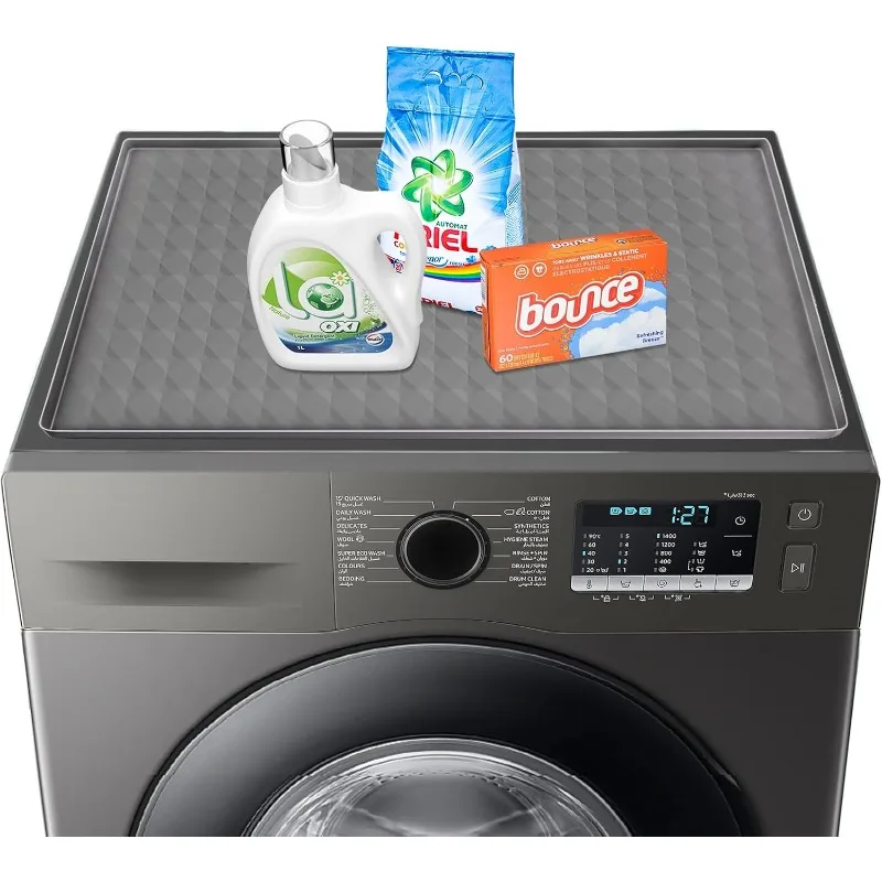 Washing Machine Mat Silicone Rubber Mat for Laudry Machine & Dryer,Non Slip Waterproof Washable Top Cover Pad for Home Laundry