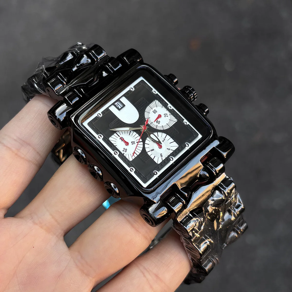 Alabaster Big Hohe Qualität Sechs Nadeln Multifunktionale Quarzuhr Männer Silber Schwarz Antike Branchen Y2K Einzigartige AAA Männer Uhr