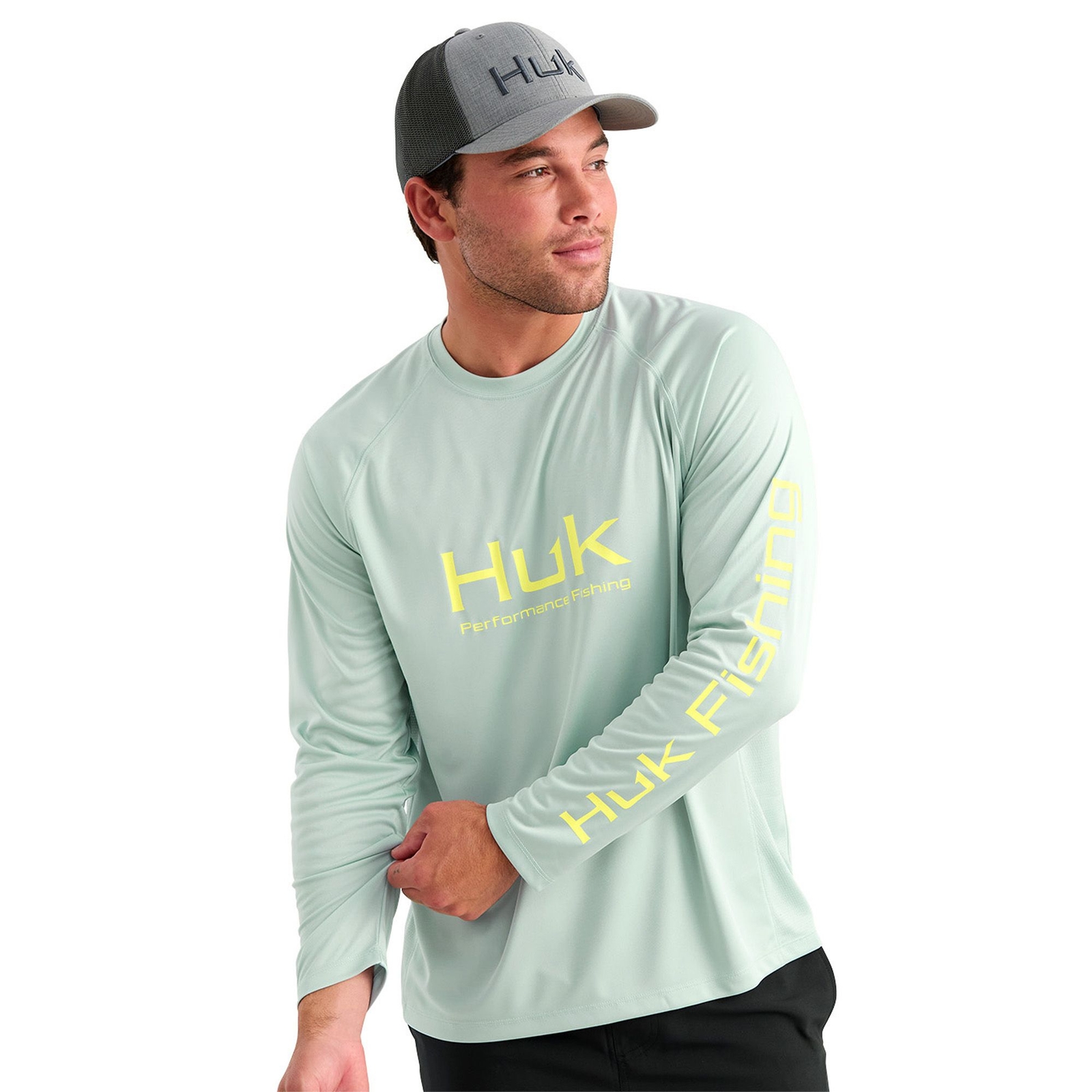 HUK Men's Pursuit Long Sleeve Crew (Size XXL) Heron Blue, Polyester