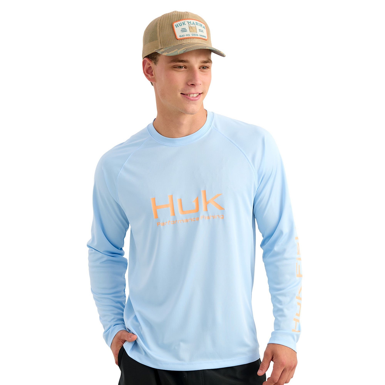 HUK Men's Pursuit Long Sleeve Crew (Size XL) Coastal Drift, Polyester