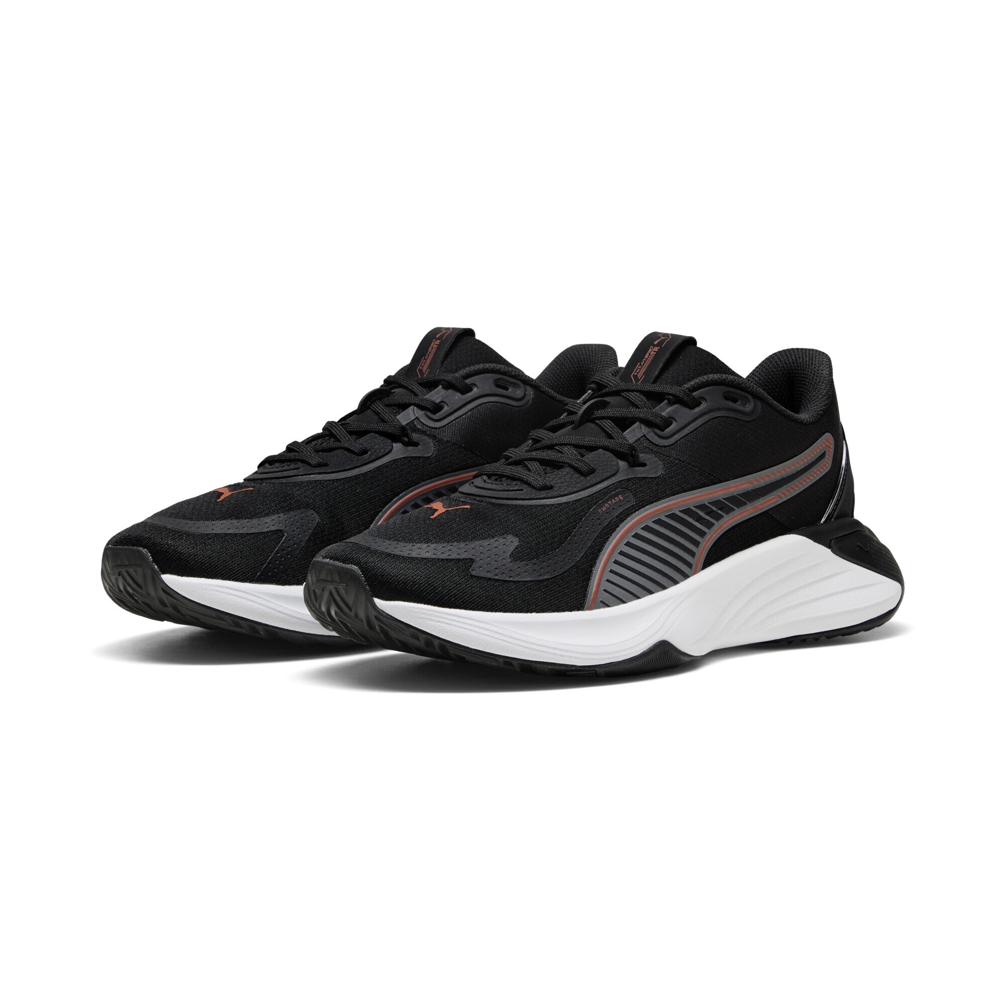 Trainingsschuh PUMA "PWR Hybrid Trainingsschuhe Erwachsene", Damen, Gr. 44, schwarz cool schwarz gray amarena orange, Obermaterial: Textil, Synthetik; Futter: Textil; Innensohle: Textil; Laufsohle: Gummi, Schuhe