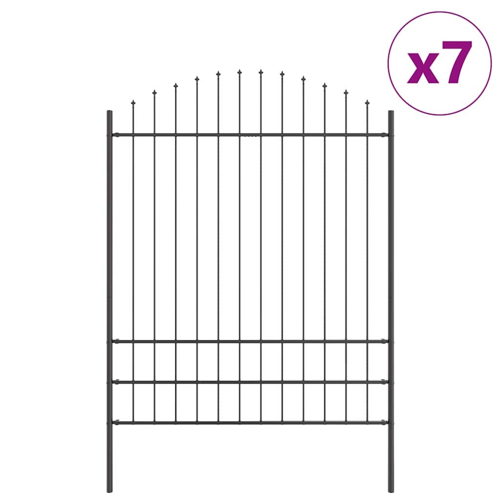 vidaXL Gartenzaun 7 pcs Grau 170 x 225 cm Pulverbeschichteter Stahl Image