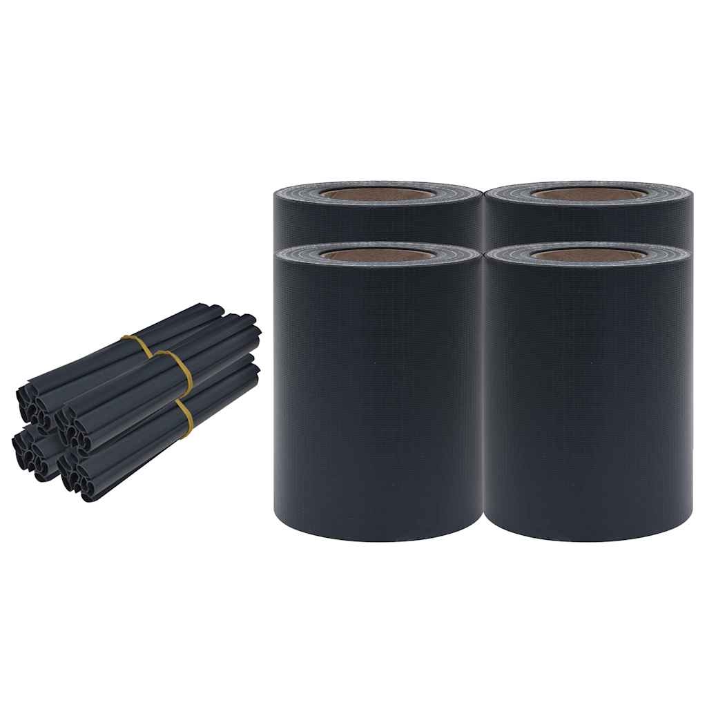 vidaXL Garten-Sichtschutz 4 Stk. PVC 35x0,19 m Matt-Dunkelgrau Image