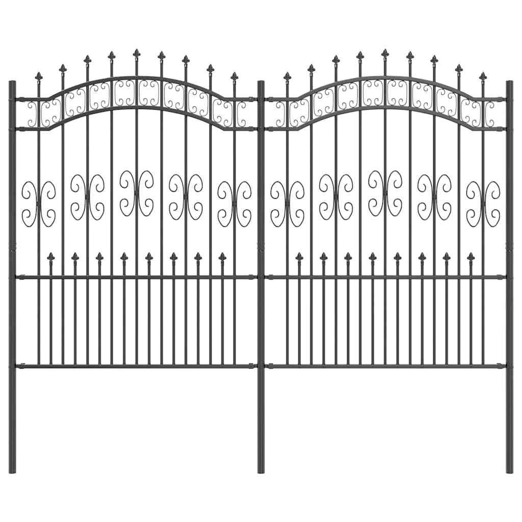 vidaXL Gartenzaun Grau 240 x 202,5 cm Pulverbeschichteter Stahl Image