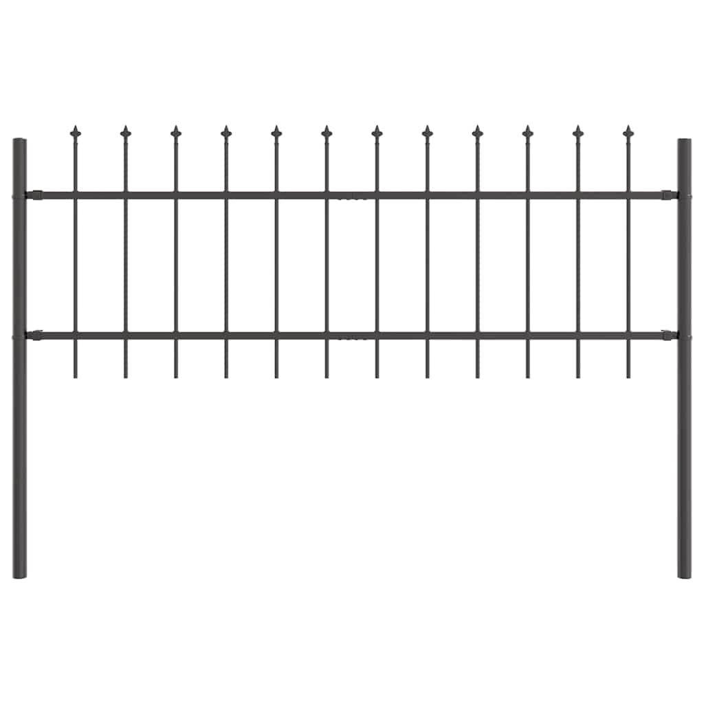 vidaXL Gartenzaun Grau 1,7 x 0,6 m Pulverbeschichteter Stahl Image