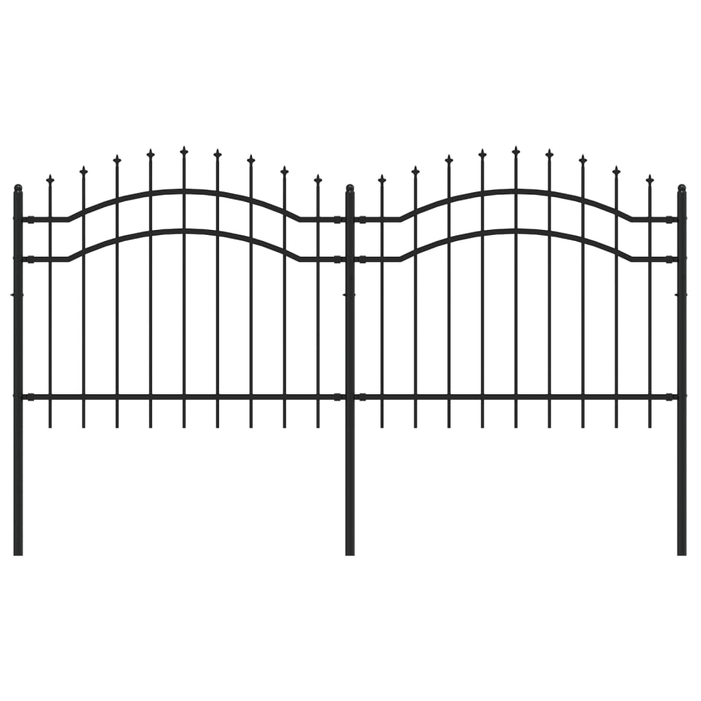 vidaXL Gartenzaun mit Speerspitze Schwarz 239 x 100 cm Pulverbeschichteter Stahl Image