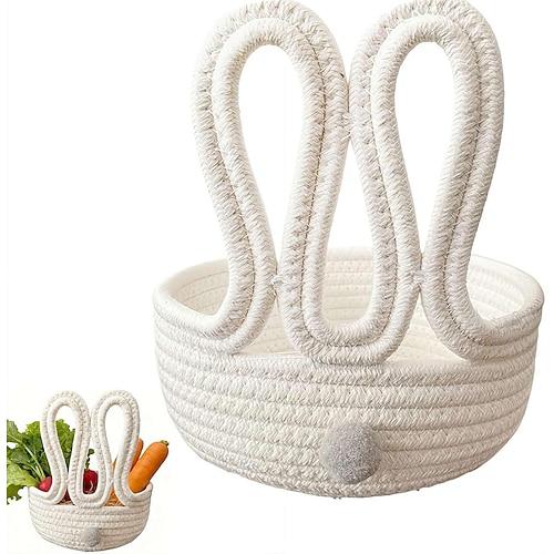 Oster-Schreibtischkorb in Hasenform, vielseitig verwendbarer Snackhalter, Haushaltskorb, Aufbewahrungsbox für Kosmetikartikel und Snacks – ideal als Gastgeschenk für die Osterparty. Image