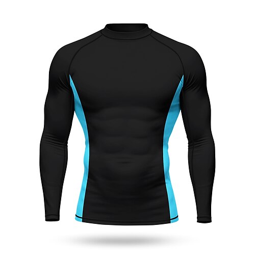 Herren Standard Anti UV Shirt T-Shirt zum Schwimmen Geometrisch Farbblockierung UPF50 UV Schutz Schnelltrocknend Langarm Bademode Schutz gegen Hautausschlag Surfen Kanufahren Strand Sommer Image
