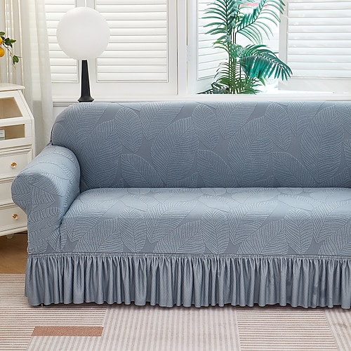 Elastischer Jacquard-Sofabezug im Rocksaum-Stil, dehnbar, für Ecksofas, L-förmige Sofas, Wohnzimmersofas, rutschfest, waschbar, staubdicht, für 1, 2, 3 oder 4 Sitze Image