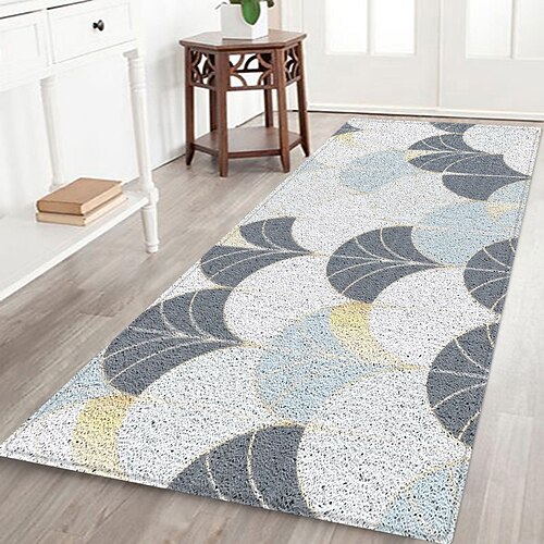 Flurläufer mit Blumenmuster, Flanellstoff, bedruckt, Heimdekoration, Eingangsbereich, staubdichte Fußmatte, saugfähiges, weiches Badezimmerkissen Image