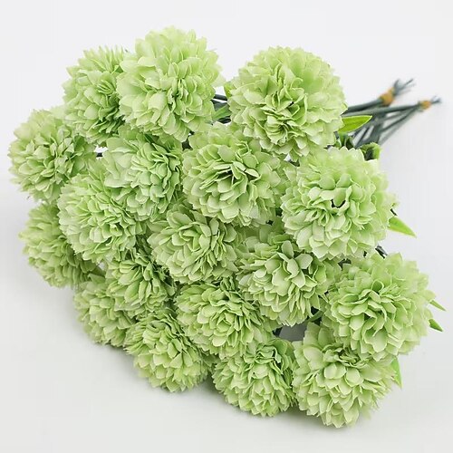 18 Sträuße mehrfarbiger, realistischer künstlicher Chrysanthemen – pflegeleichter Blumenstrauß in Weiß, Rot, Rosa, Gelb, Grün und Grau – ideal als Tischdekoration für Zuhause, Hochzeiten und Partys. Image