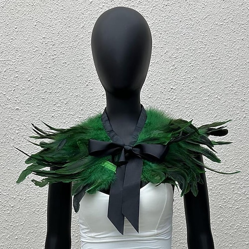 Karneval 2026 Rio Karneval Samba Zubehör Damen Schwarz Feder Umhang mit Satinband Brasilien Festival Aufführung Kostüm Image