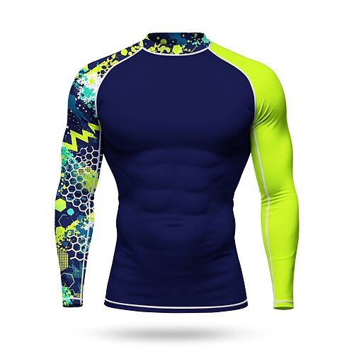 Herren Standard Anti UV Shirt T-Shirt zum Schwimmen Geometrisch Abstrakt Tarnung UPF50 UV Schutz Schnelltrocknend Langarm Bademode Schutz gegen Hautausschlag Surfen Kanufahren Strand Sommer Image