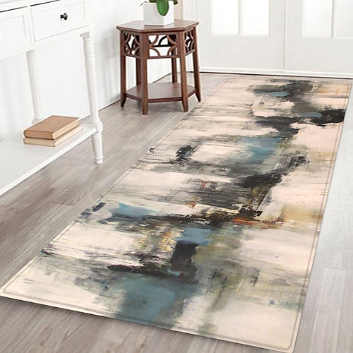 Flurläufer mit Farbspritzer-Muster, Flanellstoff, bedruckt, rutschfest, weich, für Eingangsbereich, Badezimmer Image