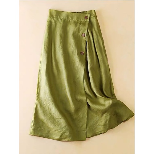 Damen Urlaubsrock Mode Lässig Midi Hohe Taille Röcke Einfach Gerafft Dehnbar Täglich Strand Schwarz Weiß Grün Khaki Sommer Image