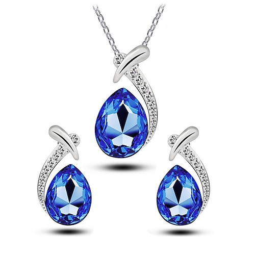 Schmuckset für Damen aus einer Legierung und Zirkonia – elegante Tropfenkette und Ohrringe, erhältlich in verschiedenen Farben, perfekt für Hochzeiten und Abendveranstaltungen Image