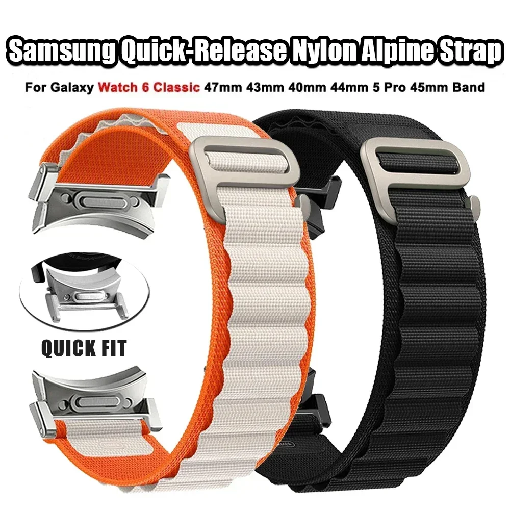20mm Band für Samsung Galaxy Watch6/5/4/classic/Pro 45mm 40mm 44mm No Lücken Alpine Nylon Correa Armband Galaxy Watch7 6 FE Armband Image