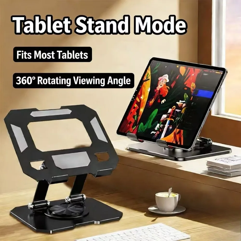 360 ° Drehbarer Tablet-Ständer, verstellbarer, faltbarer Desktop-Ständer, kompatibel mit 4,7–12 Zoll Ipad Pro/Air/Min Laptop Tablet Image