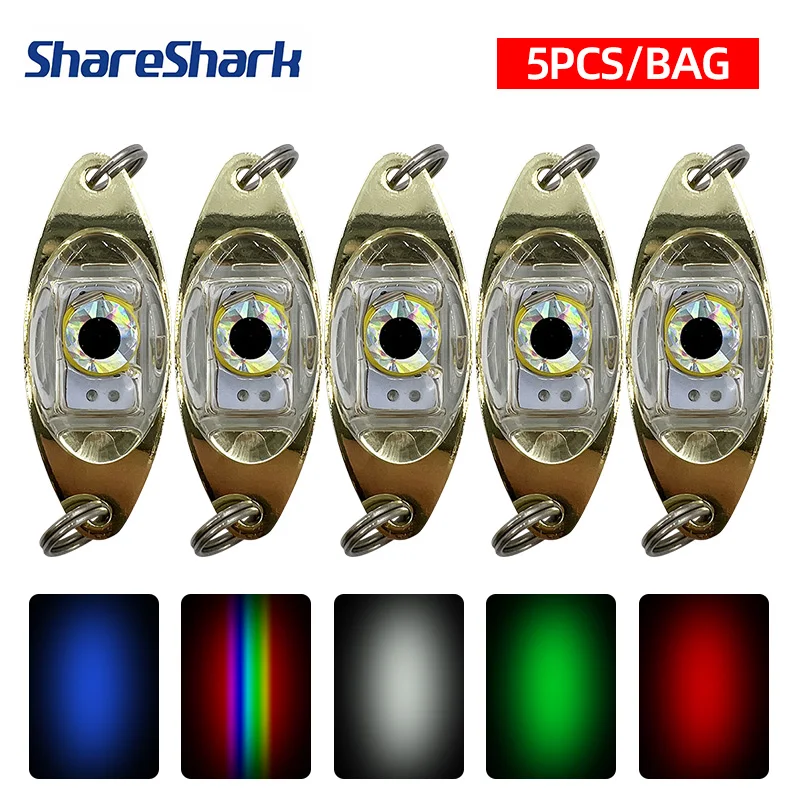 ShareShark 5 teile/beutel LED Locken Licht Leuchtende Angeln Köder Zieht Fische Taschenlampe Unterwasser Nacht Angeln Locken Werkzeug Image