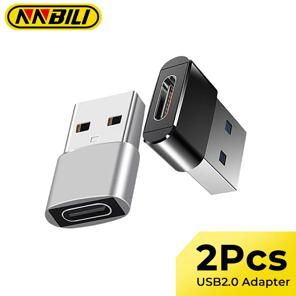 NNBILI 2Pcs USB Auf Typ C OTG Adapter USB Stecker Auf USB-C Buchse Konverter Für iPhone Macbook Samsung S25 USB Typ C OTG Stecker Image