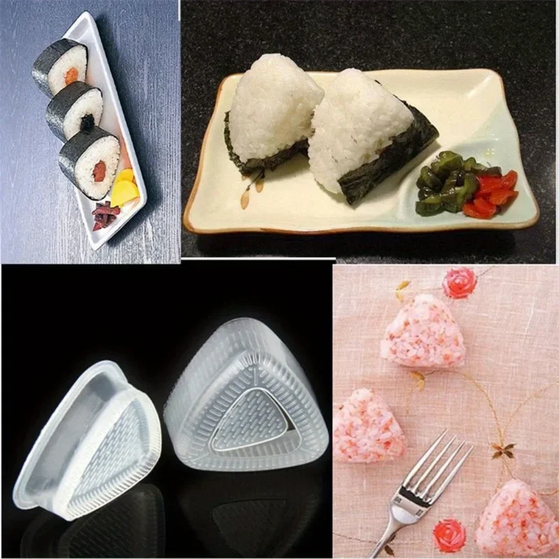 2 stücke dreieckige Kunststoff Sushi Reis Ball Maker Schimmel Onigiri Form Set Küchen helfer Zeug transparent Bento Zubehör Image