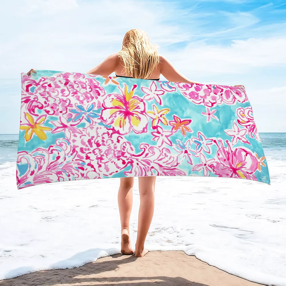 L-Lilly Logo-Handtuch, Geschenk für Reisen, Fitnessstudio, Sauna, Reisen, Spa, Dusche, Camping, schnell trocknend, Sport, P-Pulitzer-P, Strandtücher, weicher Pool