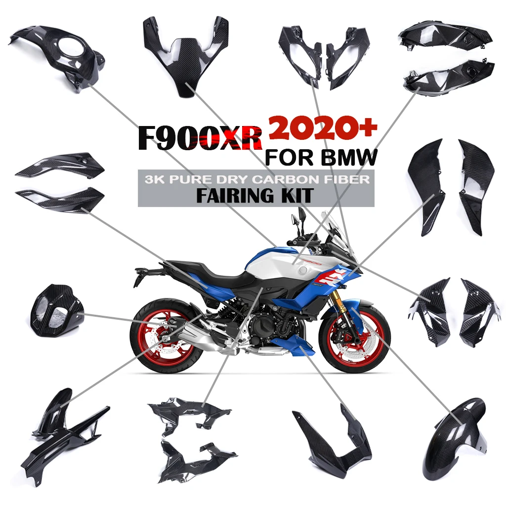 Für BMW F900XR 2020 + 2021 2022 2023 2024 Fender Side Panel Verkleidung Kit Auspuff Haube 3K Trockenen Carbon faser Motorrad Zubehör Image